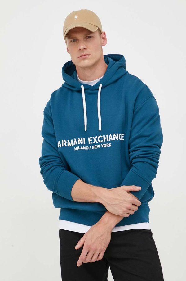 Armani Exchange Bombažen pulover Armani Exchange moška, s kapuco