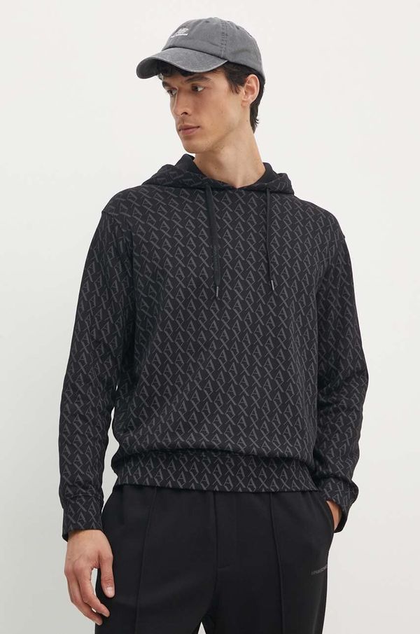 Armani Exchange Bombažen pulover Armani Exchange moški, črna barva, s kapuco, 8NZMCW ZJNRZ