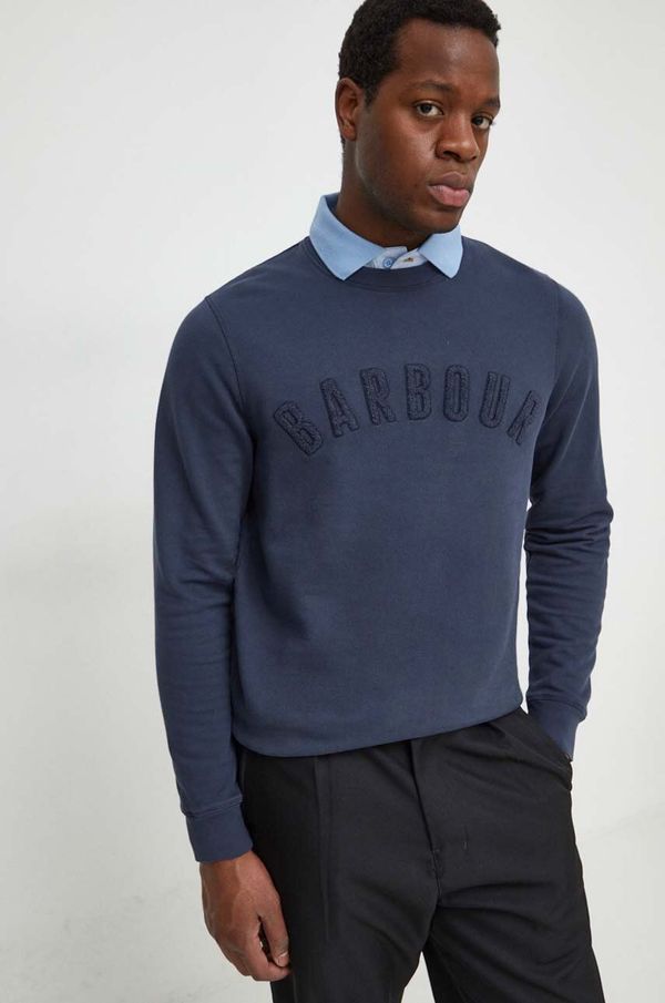 Barbour Bombažen pulover Barbour moška, mornarsko modra barva