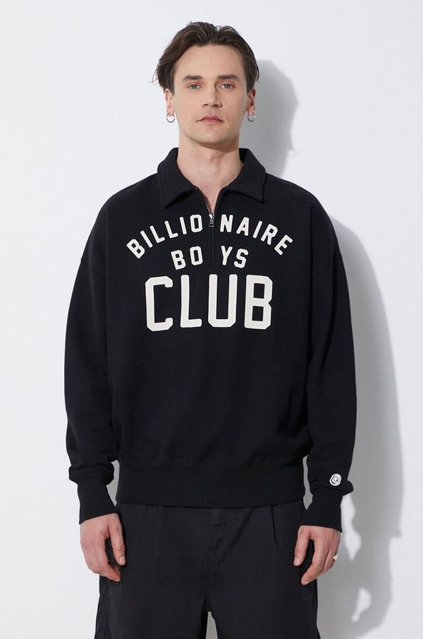 Billionaire Boys Club Bombažen pulover Billionaire Boys Club Collared Half Zip Sweater črna barva, B24125