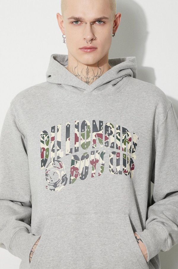 Billionaire Boys Club Bombažen pulover Billionaire Boys Club Duck Camo Arch Logo Popover moški, siva barva, s kapuco, B23432