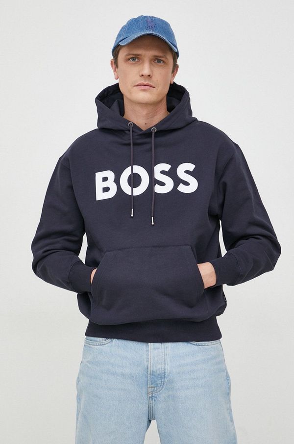 Boss Bombažen pulover BOSS moška, s kapuco