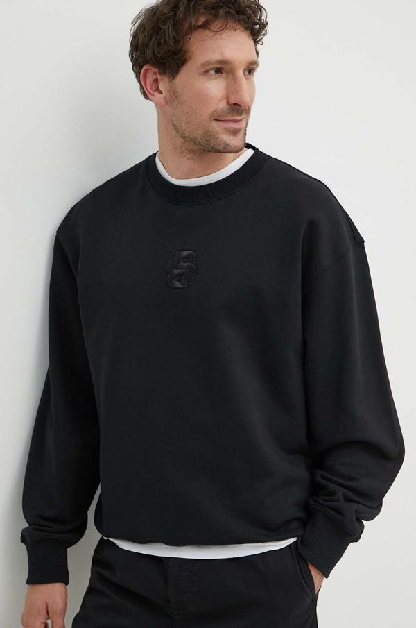 Boss Bombažen pulover BOSS moški, črna barva, 50514903