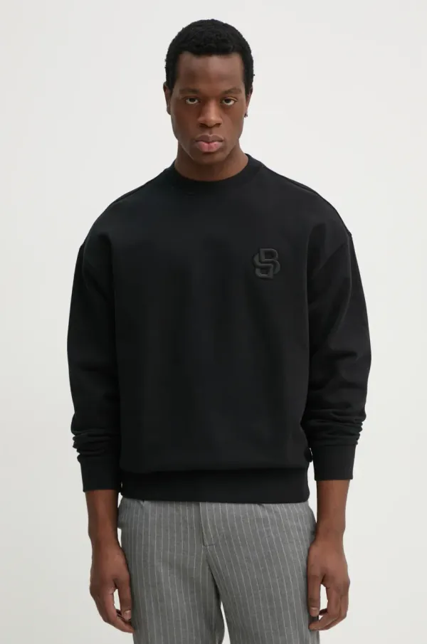 BOSS Bombažen pulover BOSS moški, črna barva, 50533075