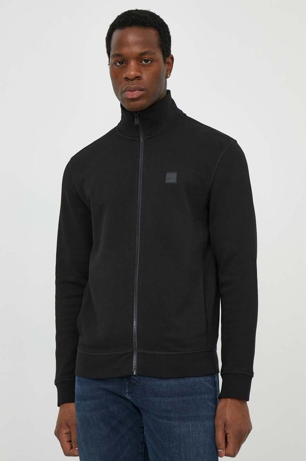 BOSS Orange Bombažen pulover Boss Orange moška, črna barva