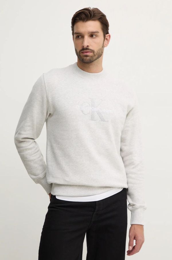 Calvin Klein Jeans Bombažen pulover Calvin Klein Jeans moški, bež barva, J30J326144