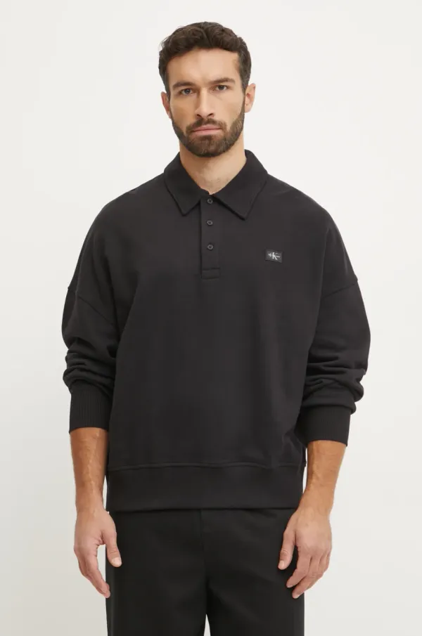 Calvin Klein Jeans Bombažen pulover Calvin Klein Jeans moški, črna barva, J30J327037