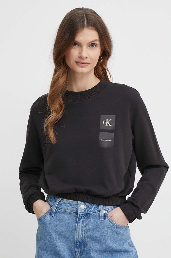Calvin Klein Jeans Bombažen pulover Calvin Klein Jeans ženski, črna barva, J20J223081