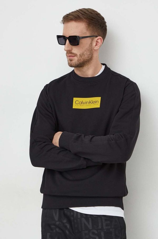Calvin Klein Bombažen pulover Calvin Klein moška, črna barva