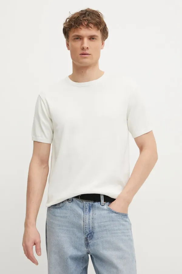 Calvin Klein Bombažen pulover Calvin Klein moški, bež barva, K10K114485