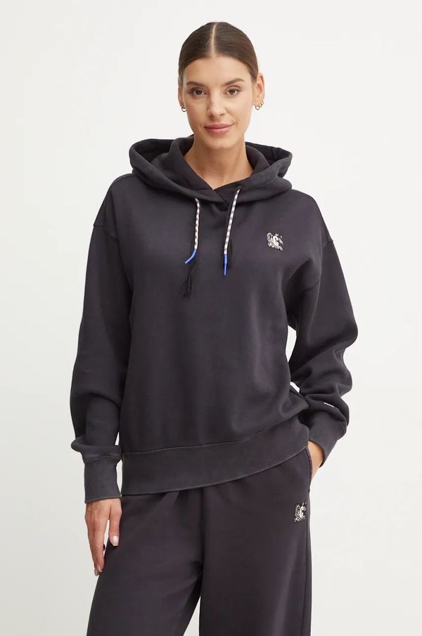 Champion Bombažen pulover Champion ženski, črna barva, s kapuco, 117441