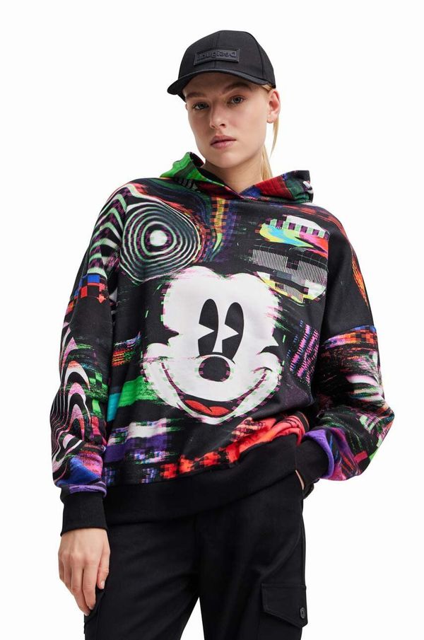 Desigual Bombažen pulover Desigual x Disney ženski, črna barva