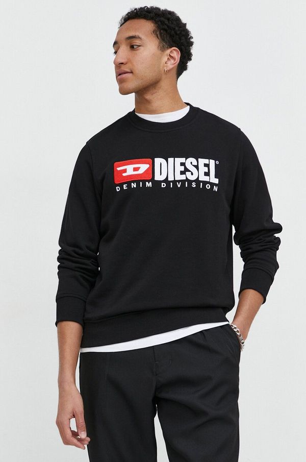 Diesel Bombažen pulover Diesel moška, črna barva