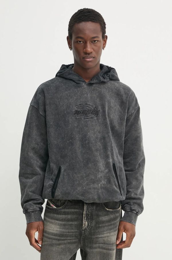 Diesel Bombažen pulover Diesel moški, siva barva, s kapuco, A16321.0BMBK