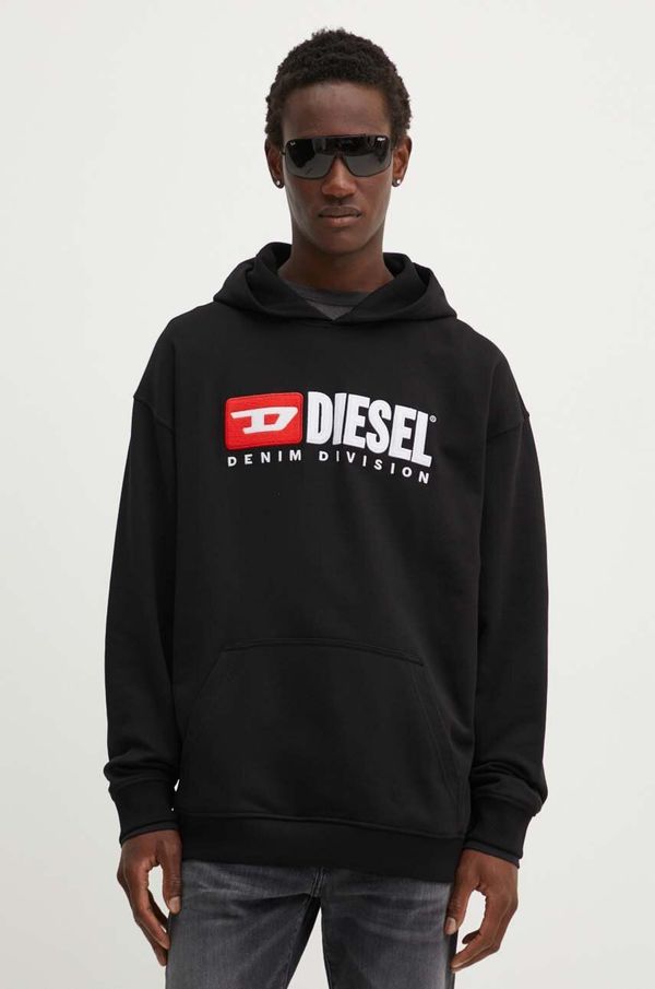 Diesel Bombažen pulover Diesel S-BOXT-HOOD-DIV moški, črna barva, s kapuco, A14945.0GEAD