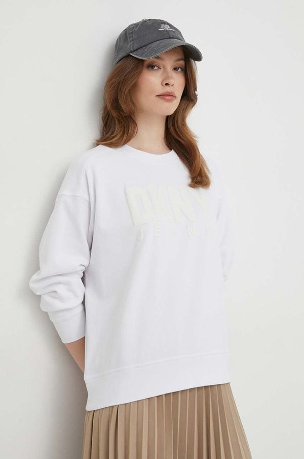 DKNY Bombažen pulover Dkny ženska, bela barva