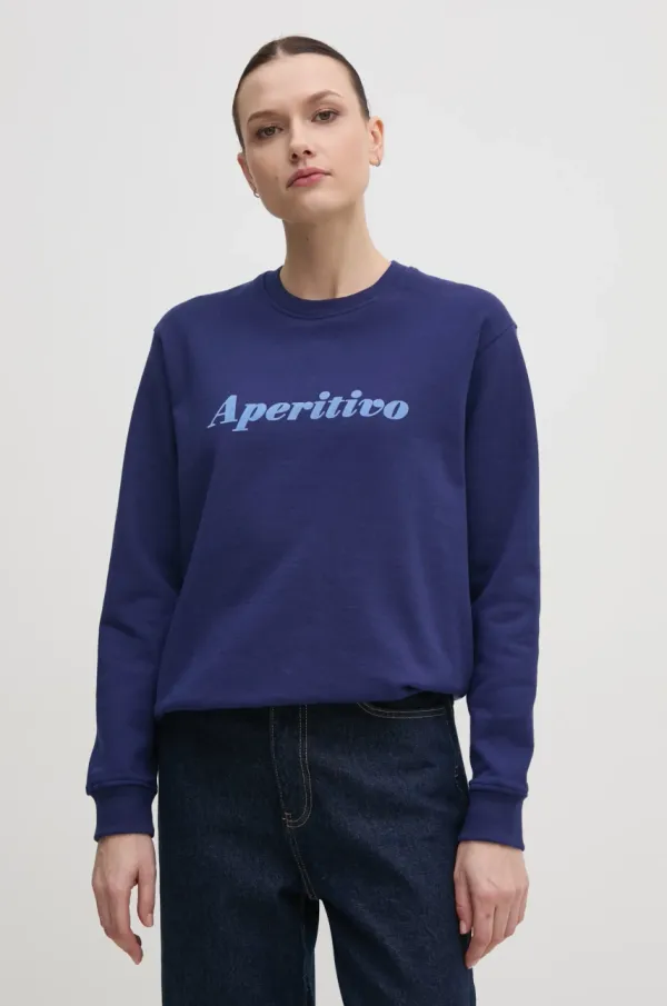 Drivemebikini Bombažen pulover Drivemebikini Aperitivo Flock ženski, mornarsko modra barva, 2024-DMBS-021-NVB