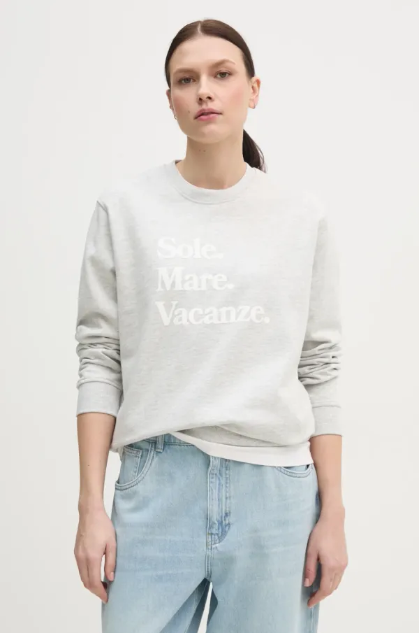 Drivemebikini Bombažen pulover Drivemebikini Sole Mare ženski, siva barva, 2024-DMBS-019-GR