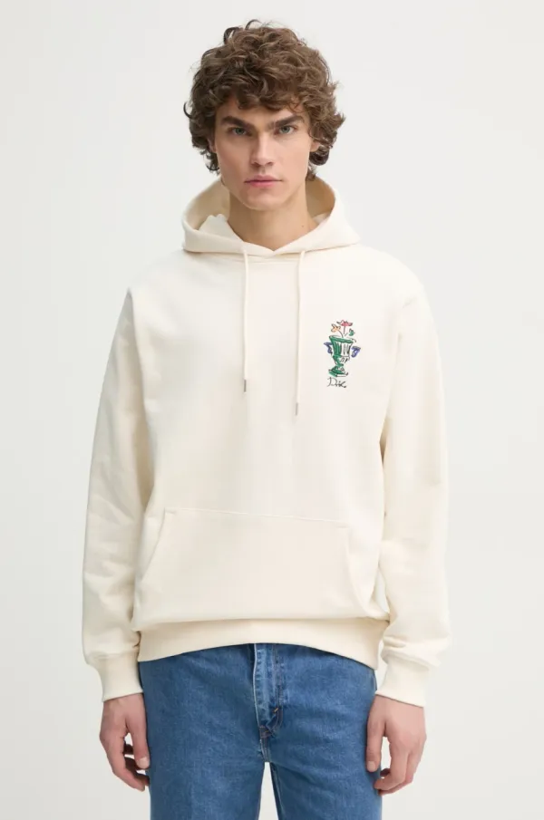 Drôle de Monsieur Bombažen pulover Drôle de Monsieur Le Hoodie Vase moški, bež barva, s kapuco, F-HO174-CO127-CM