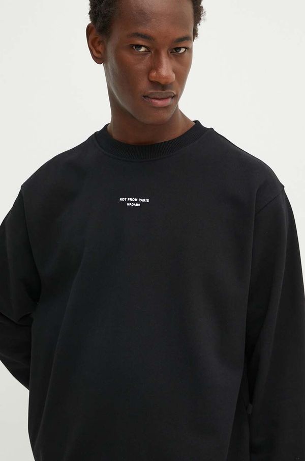 Drôle de Monsieur Bombažen pulover Drôle de Monsieur moški, črna barva, PERM.SW148.CO127 Le Sweatshirt Slogan Cl