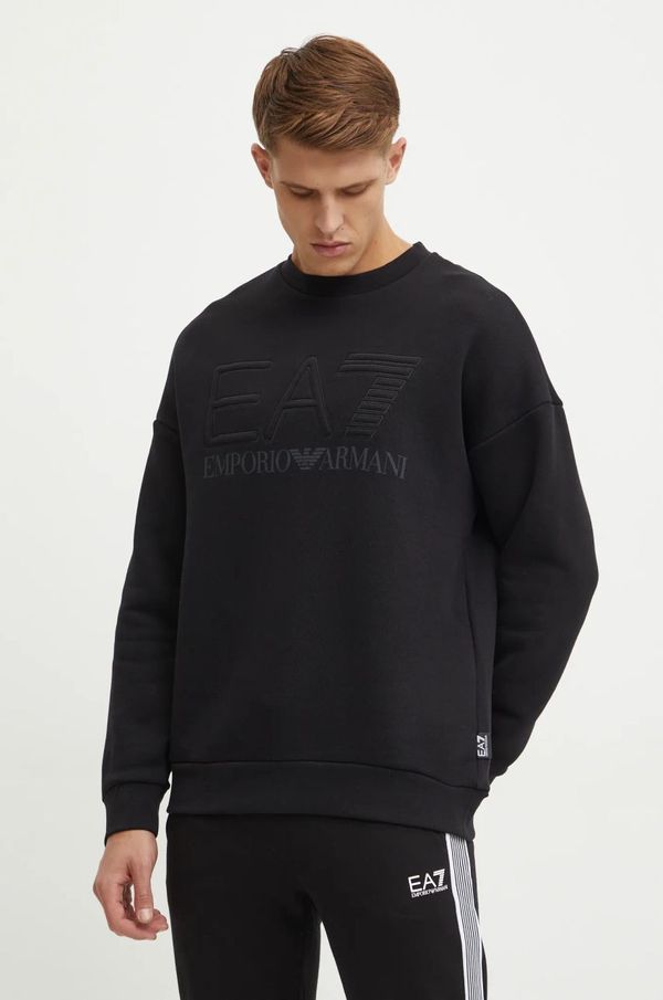 EA7 Emporio Armani Bombažen pulover EA7 Emporio Armani moški, črna barva, PJOPZ.6DUM14