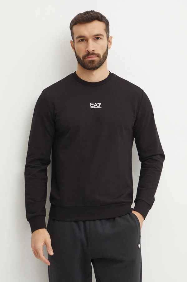 EA7 Emporio Armani Bombažen pulover EA7 Emporio Armani moški, črna barva, PJVRZ.8NPM30