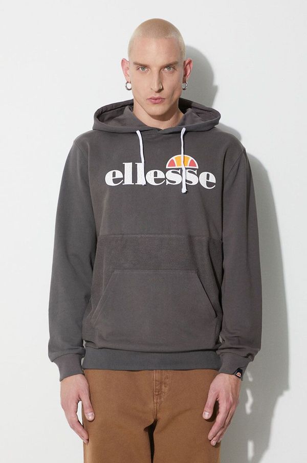 Ellesse Bombažen pulover Ellesse moška, siva barva, s kapuco