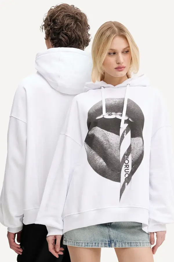 Fiorucci Bombažen pulover Fiorucci Mouth Print Relaxed Fit Hoodie