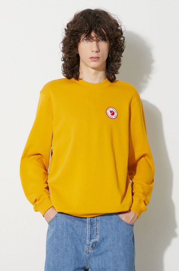 Fjallraven Bombažen pulover Fjallraven 1960 Logo moški, rumena barva