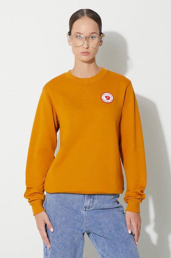 Fjallraven Bombažen pulover Fjallraven 1960 Logo ženski, rumena barva