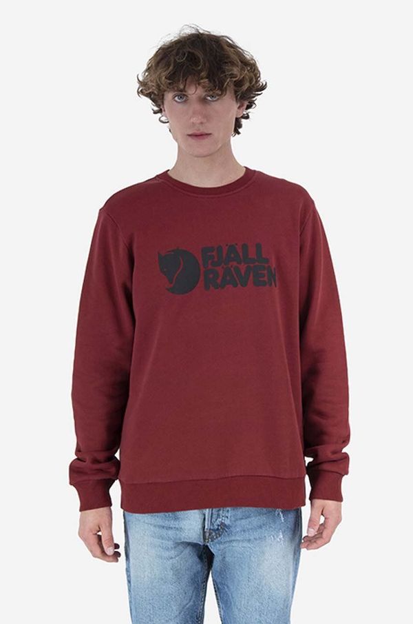 Fjallraven Bombažen pulover Fjallraven Logo Sweater moški, rdeča barva