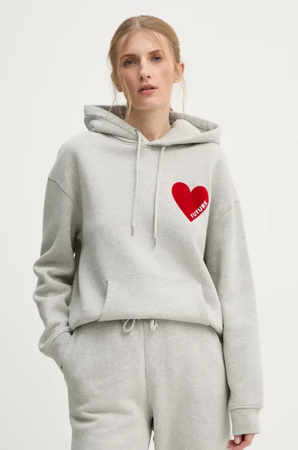 From Future Bombažen pulover FROM FUTURE ženski, siva barva, s kapuco, WSW01120