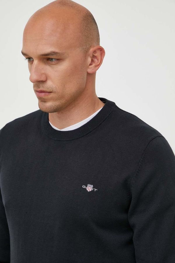 Gant Bombažen pulover Gant črna barva