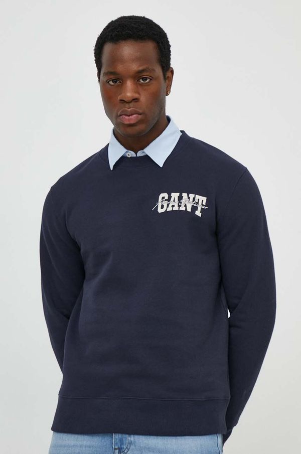 Gant Bombažen pulover Gant moška, mornarsko modra barva