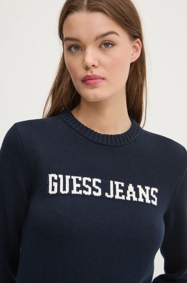 Guess Jeans Bombažen pulover Guess Jeans mornarsko modra barva, W4BR10 Z3HM1