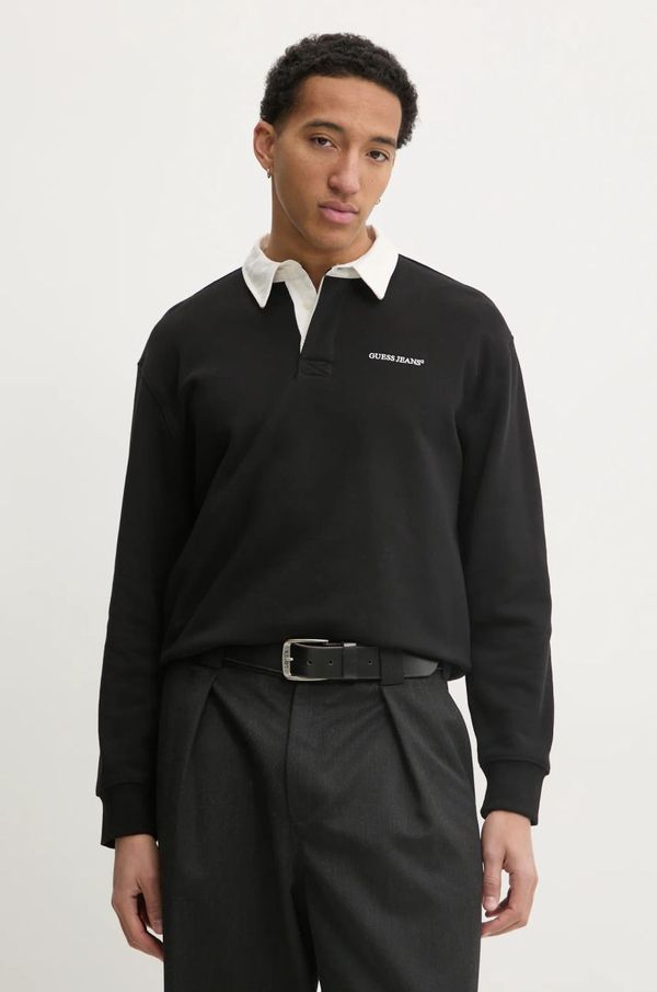 Guess Jeans Bombažen pulover Guess Jeans moški, črna barva, M5RQ43 KCPR1