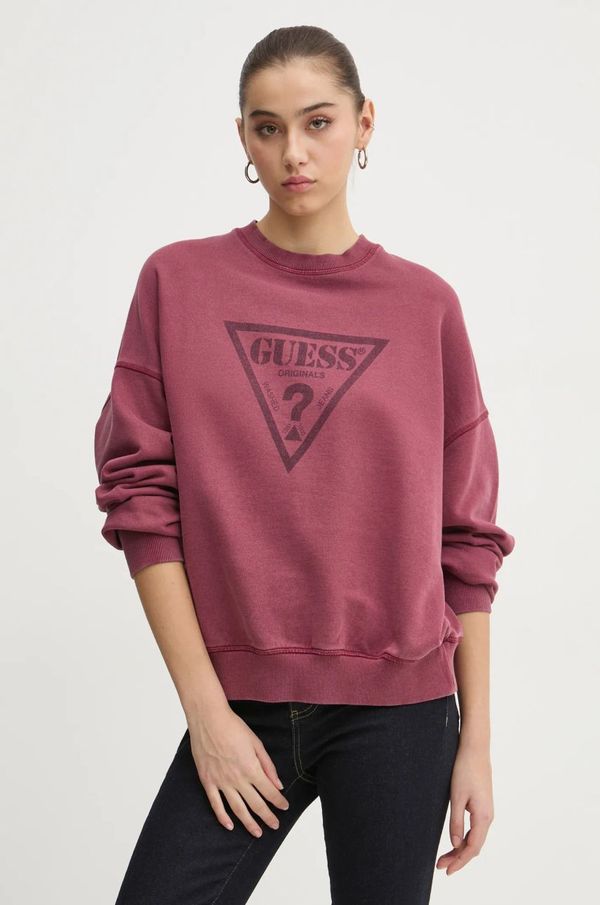 Guess Originals Bombažen pulover Guess Originals ženski, bordo barva, W5RQ14 K68I1