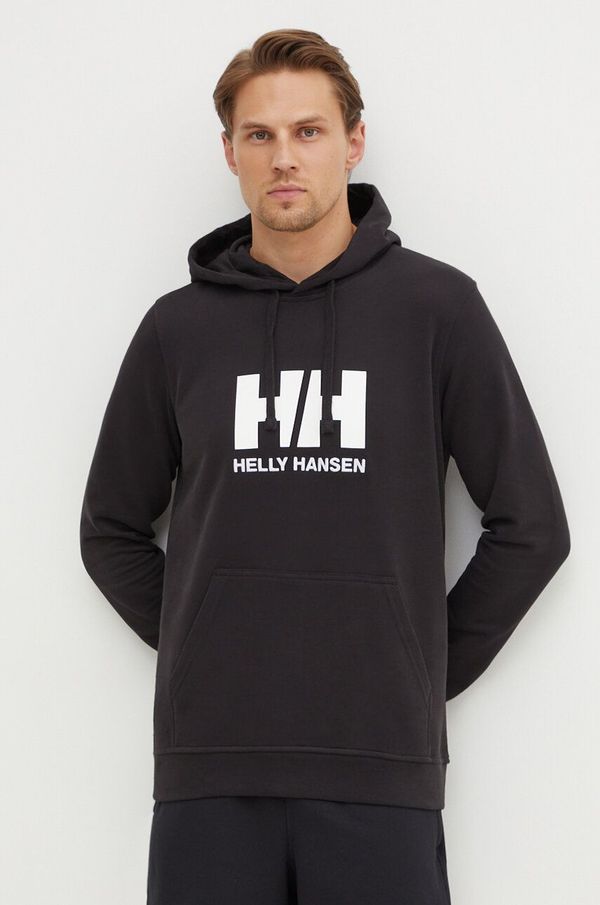 Helly Hansen Bombažen pulover Helly Hansen moška, črna barva, s kapuco