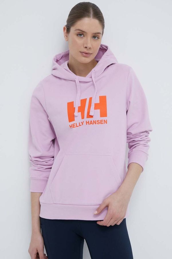 Helly Hansen Bombažen pulover Helly Hansen ženski, roza barva, s kapuco, 34460