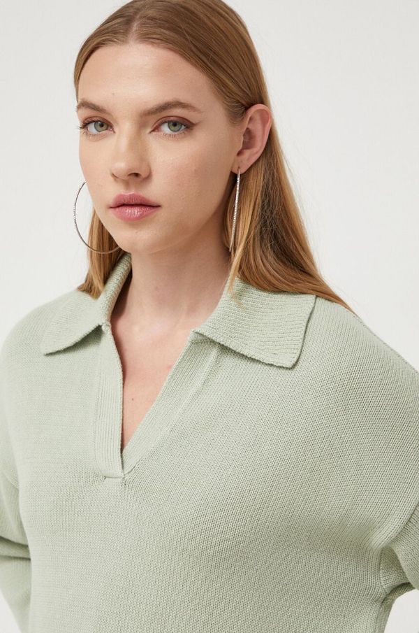 Hollister Co. Bombažen pulover Hollister Co. zelena barva