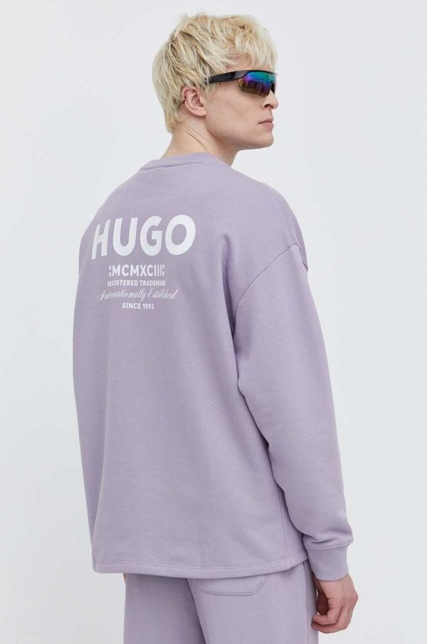 Hugo Blue Bombažen pulover Hugo Blue moška, vijolična barva