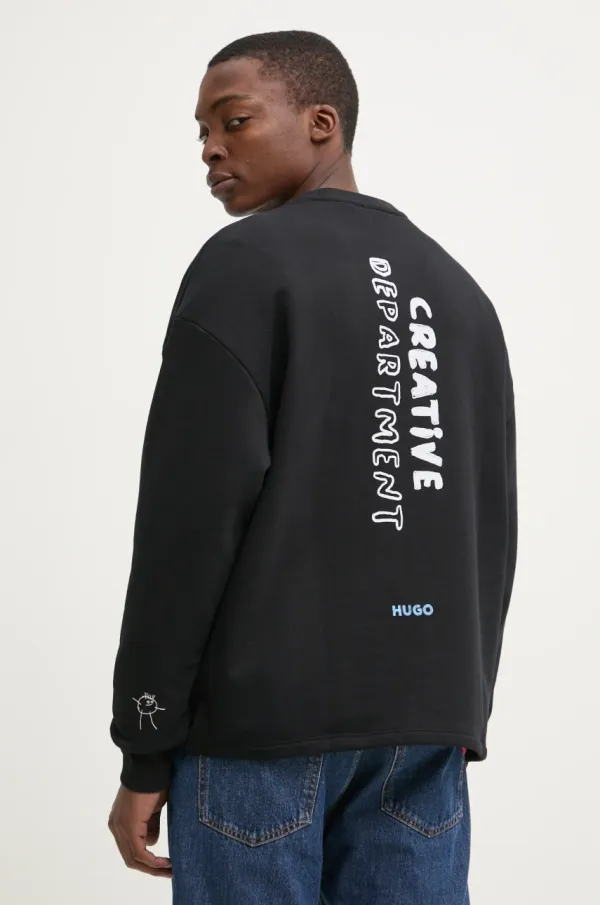 Hugo Blue Bombažen pulover Hugo Blue moški, črna barva, 50534210