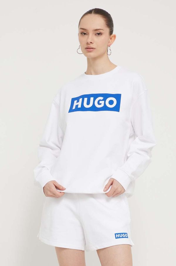 Hugo Blue Bombažen pulover Hugo Blue ženska, bela barva