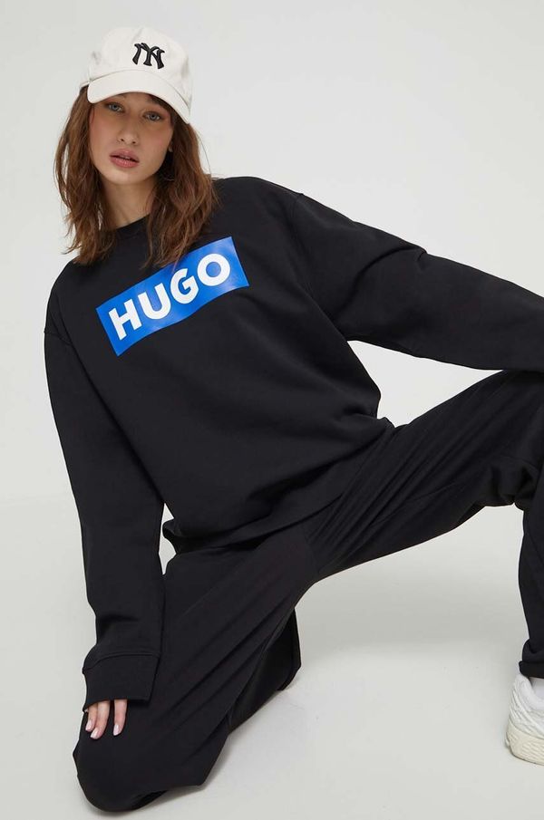 Hugo Blue Bombažen pulover Hugo Blue ženska, črna barva