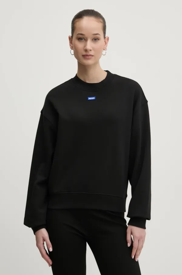 Hugo Blue Bombažen pulover Hugo Blue ženski, črna barva, 50534344