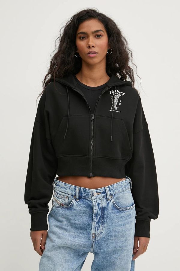 Hugo Blue Bombažen pulover Hugo Blue ženski, črna barva, s kapuco, 50533975