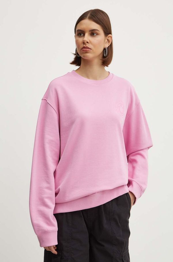 Hugo Blue Bombažen pulover Hugo Blue ženski, roza barva, 50520315
