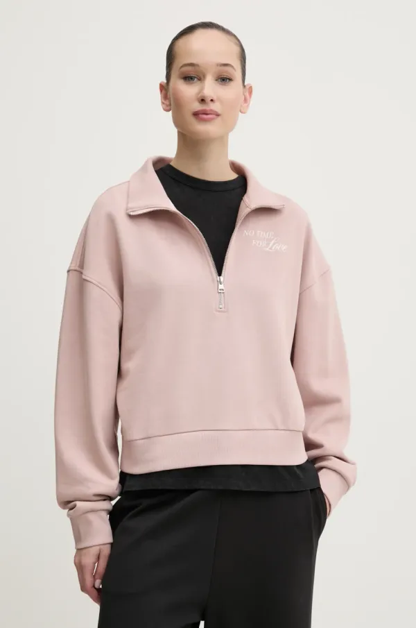 HUGO Blue Bombažen pulover Hugo Blue ženski, roza barva, 50531192