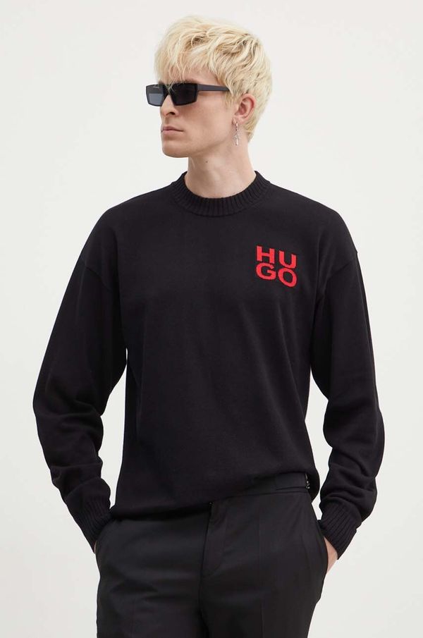 Hugo Bombažen pulover HUGO črna barva, 50516617