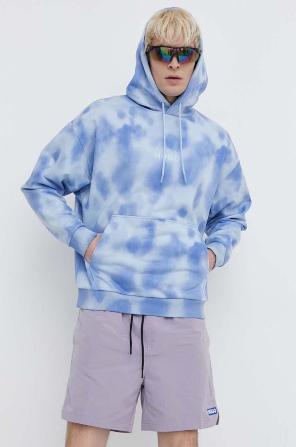 Hugo Bombažen pulover HUGO moška, s kapuco